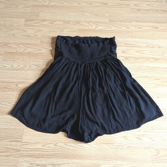 Xhilaration Black Strapless Lace Linen Women's Flowy Romper Size Medium - Picture 4 of 8